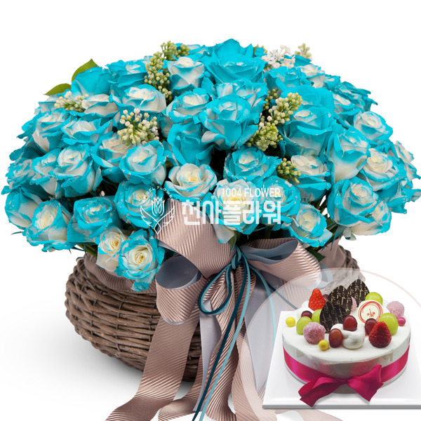 파란장미100송이+케잌 a553