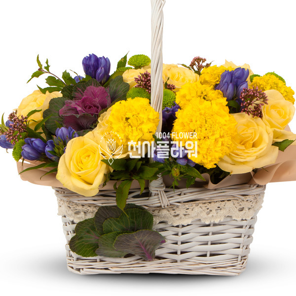 노랑혼합꽃바구니