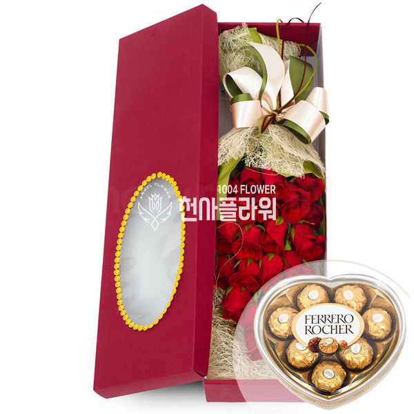 장미사각꽃상자 2호(초콜렛세트)