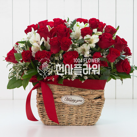 빨강 장미 꽃바구니