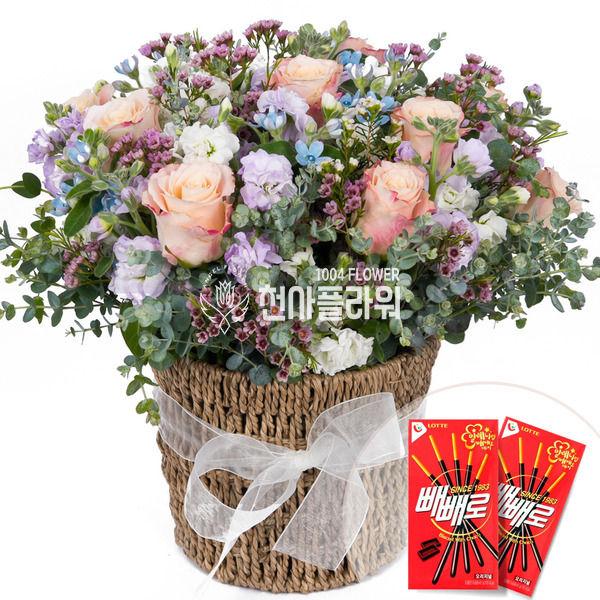 꽃바구니+빼빼로2개 v28